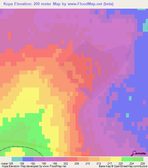 Kopa,Kazakhstan Elevation Map
