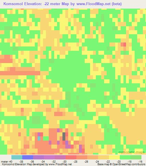 Komsomol,Kazakhstan Elevation Map