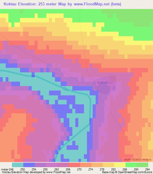 Koktau,Kazakhstan Elevation Map