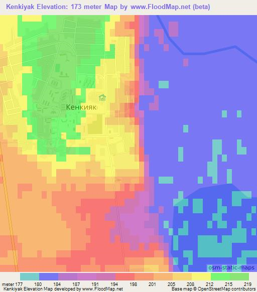 Kenkiyak,Kazakhstan Elevation Map