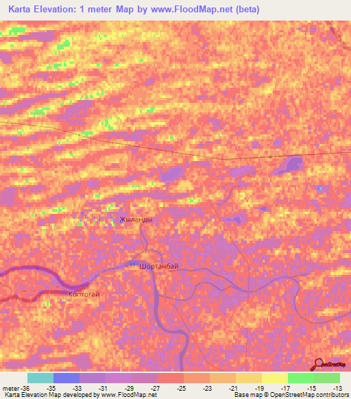 Karta,Kazakhstan Elevation Map