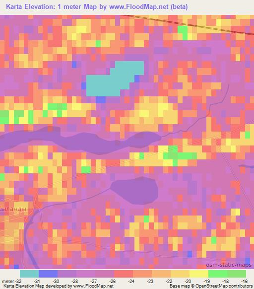Karta,Kazakhstan Elevation Map