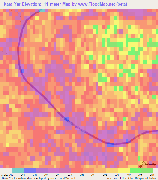 Kara Yar,Kazakhstan Elevation Map
