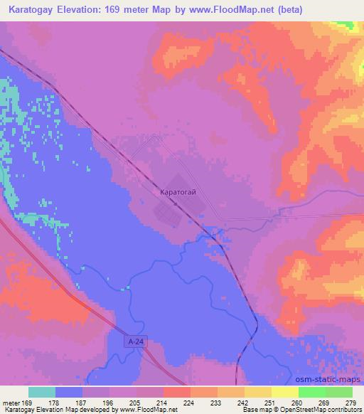 Karatogay,Kazakhstan Elevation Map