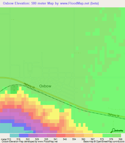 Oxbow,Canada Elevation Map