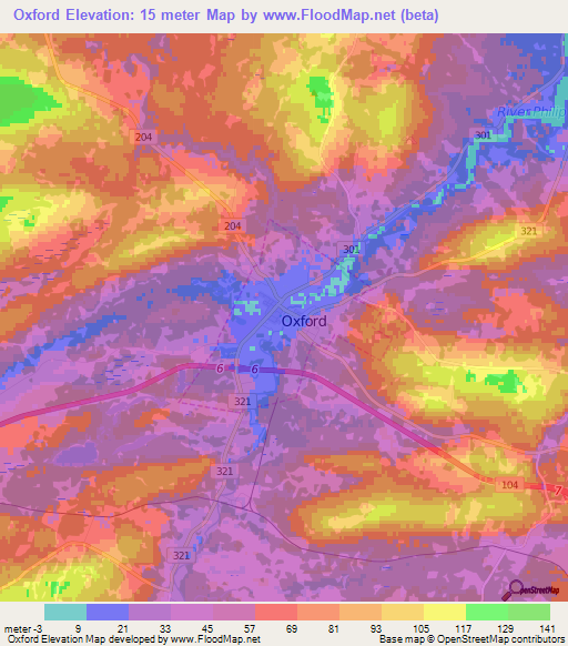 Oxford,Canada Elevation Map