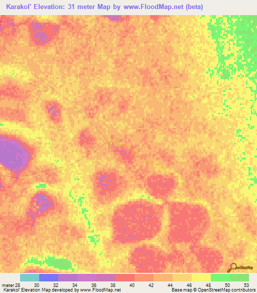 Karakol',Kazakhstan Elevation Map