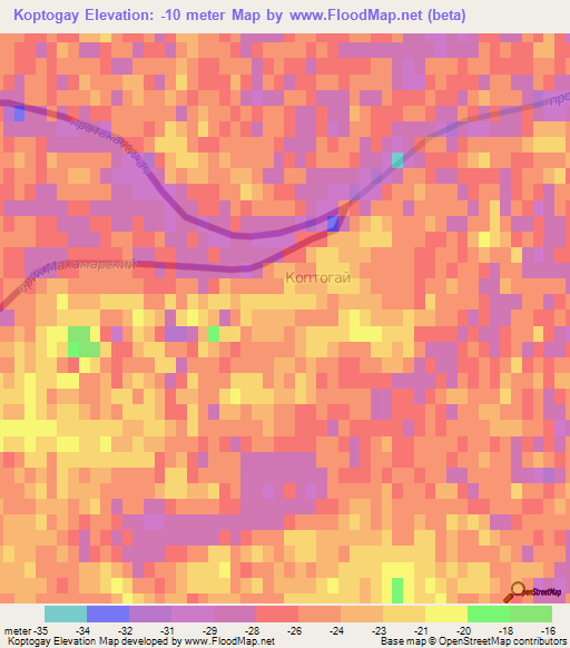 Koptogay,Kazakhstan Elevation Map