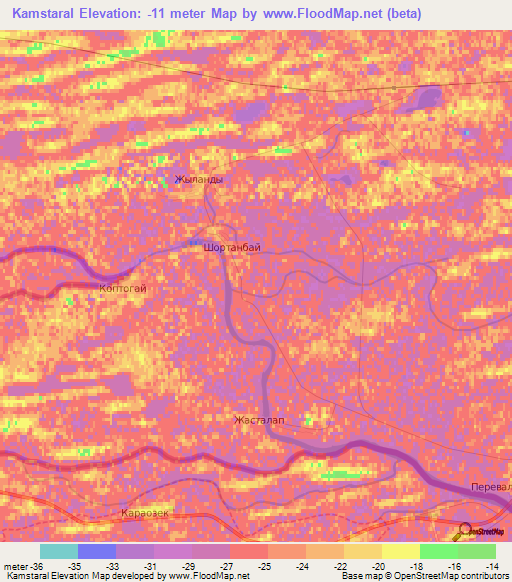 Kamstaral,Kazakhstan Elevation Map