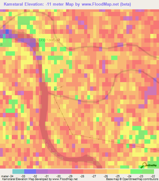 Kamstaral,Kazakhstan Elevation Map