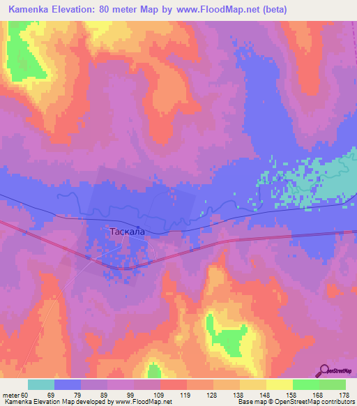 Kamenka,Kazakhstan Elevation Map