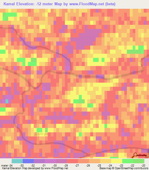 Kamal,Kazakhstan Elevation Map