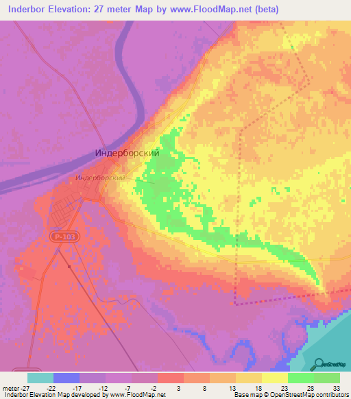 Inderbor,Kazakhstan Elevation Map