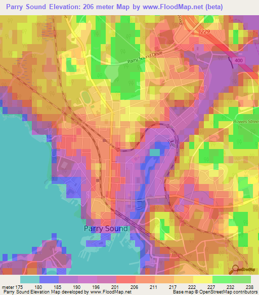 Elevation of Parry Sound,Canada Elevation Map, Topography, Contour