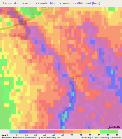 Fedorovka,Kazakhstan Elevation Map