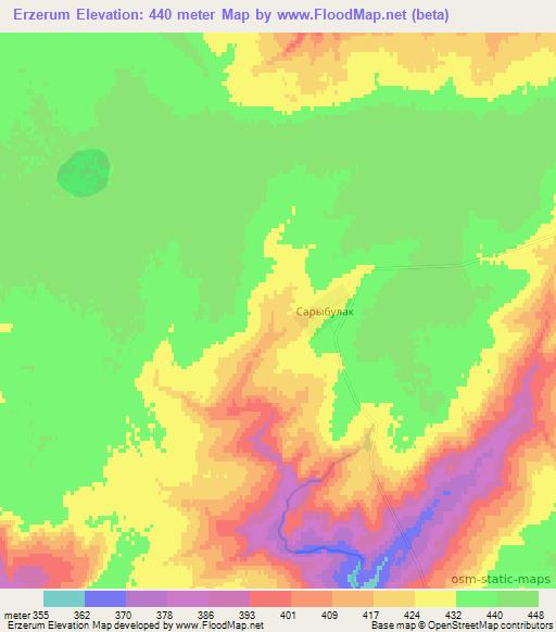 Erzerum,Kazakhstan Elevation Map
