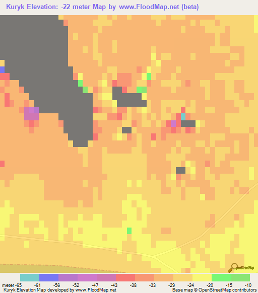 Kuryk,Kazakhstan Elevation Map