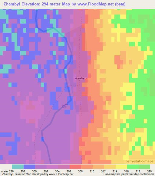 Zhambyl,Kazakhstan Elevation Map