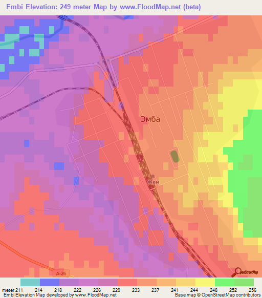 Embi,Kazakhstan Elevation Map