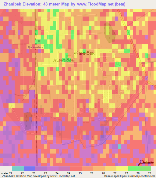 Zhanibek,Kazakhstan Elevation Map