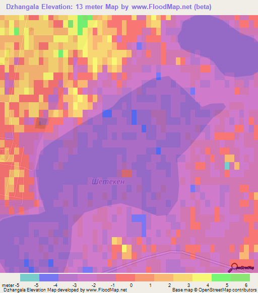 Dzhangala,Kazakhstan Elevation Map