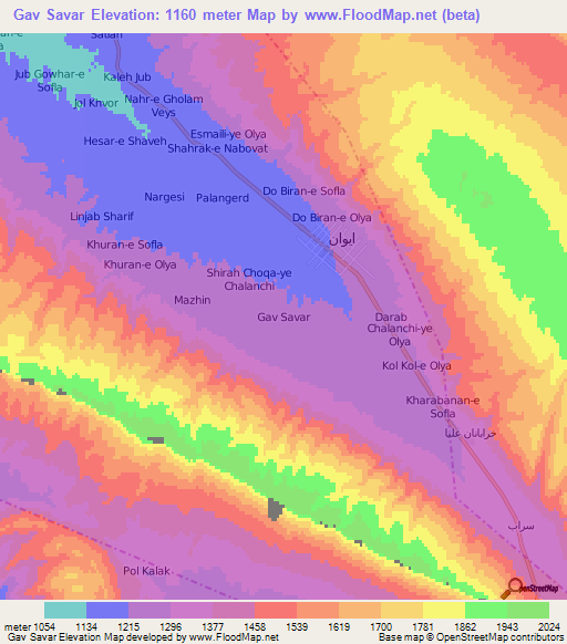 Gav Savar,Iran Elevation Map