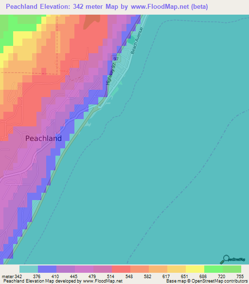 Peachland,Canada Elevation Map