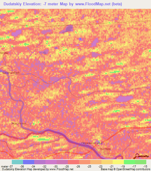 Dudatskiy,Kazakhstan Elevation Map