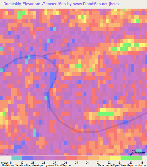 Dudatskiy,Kazakhstan Elevation Map