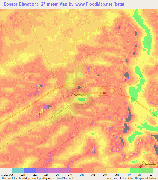 Dossor,Kazakhstan Elevation Map