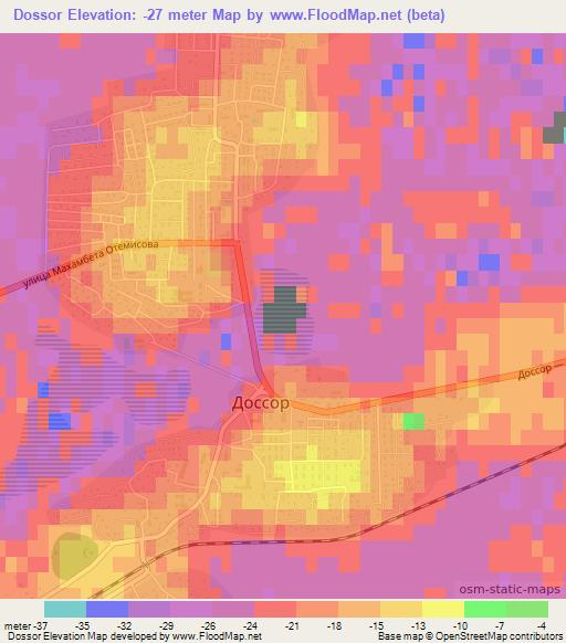 Dossor,Kazakhstan Elevation Map
