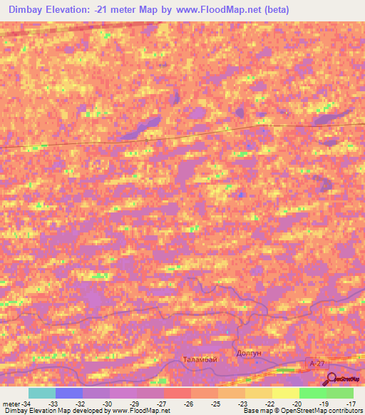 Dimbay,Kazakhstan Elevation Map