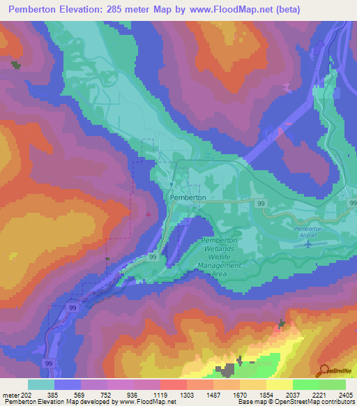 Pemberton,Canada Elevation Map