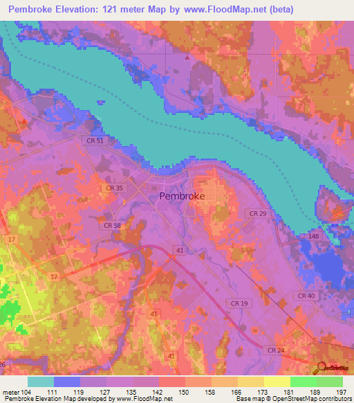 Pembroke,Canada Elevation Map