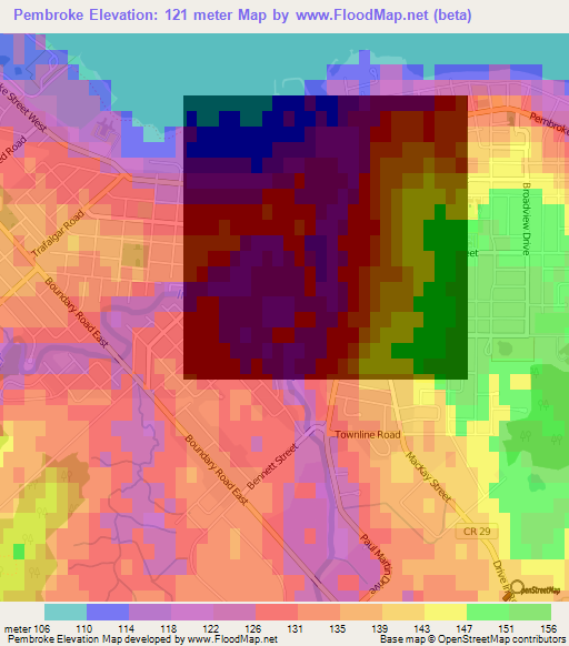 Pembroke,Canada Elevation Map