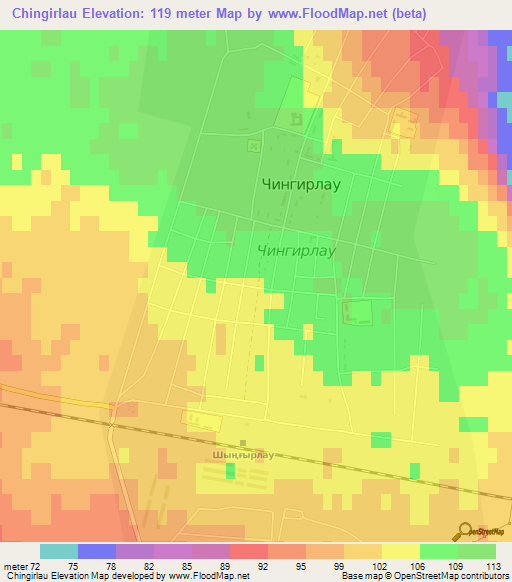 Chingirlau,Kazakhstan Elevation Map