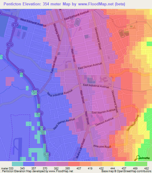 Penticton,Canada Elevation Map
