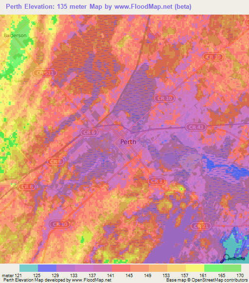 Perth,Canada Elevation Map