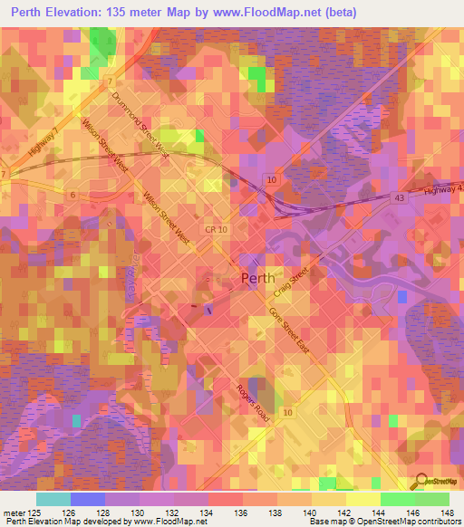 Perth,Canada Elevation Map
