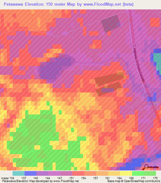 Petawawa,Canada Elevation Map
