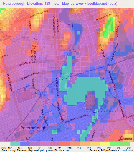 Peterborough,Canada Elevation Map