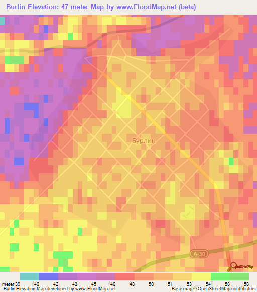 Burlin,Kazakhstan Elevation Map