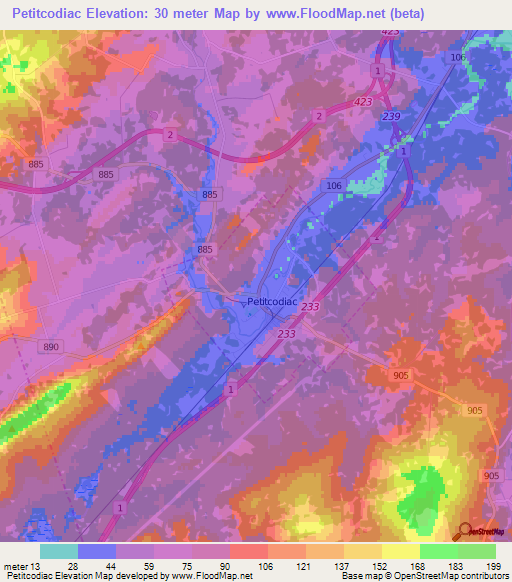 Elevation of Petitcodiac,Canada Elevation Map, Topography, Contour