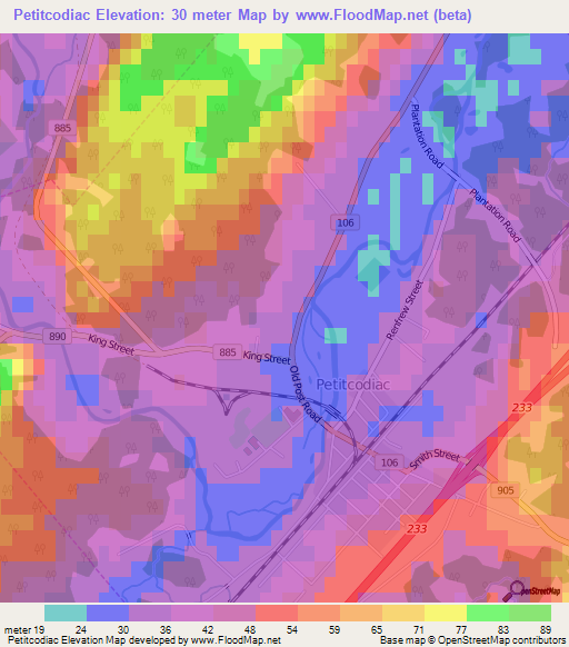 Elevation of Petitcodiac,Canada Elevation Map, Topography, Contour
