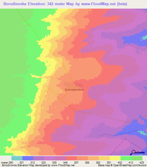 Borodinovka,Kazakhstan Elevation Map
