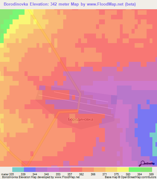 Borodinovka,Kazakhstan Elevation Map