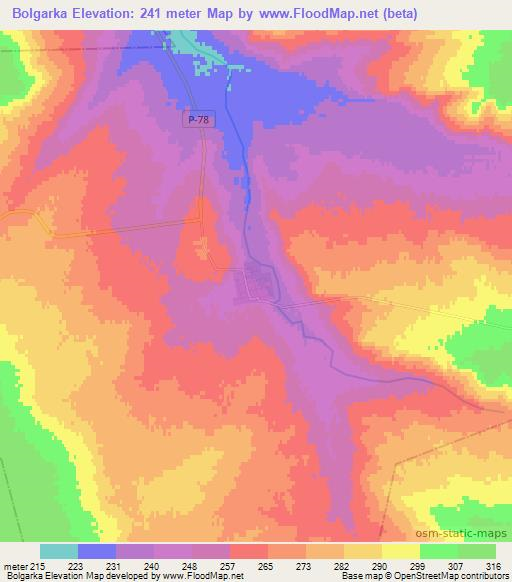 Bolgarka,Kazakhstan Elevation Map