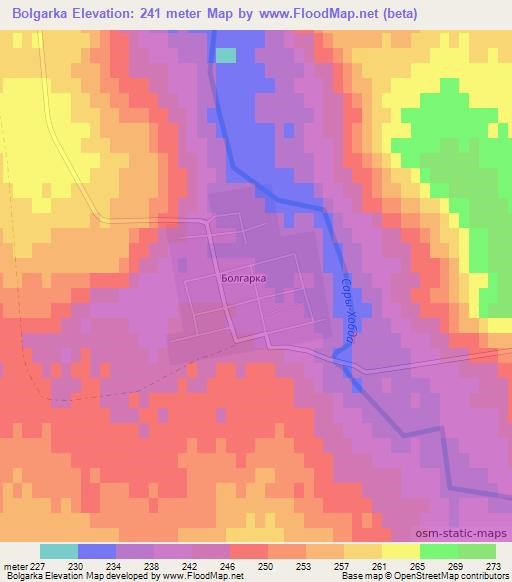 Bolgarka,Kazakhstan Elevation Map