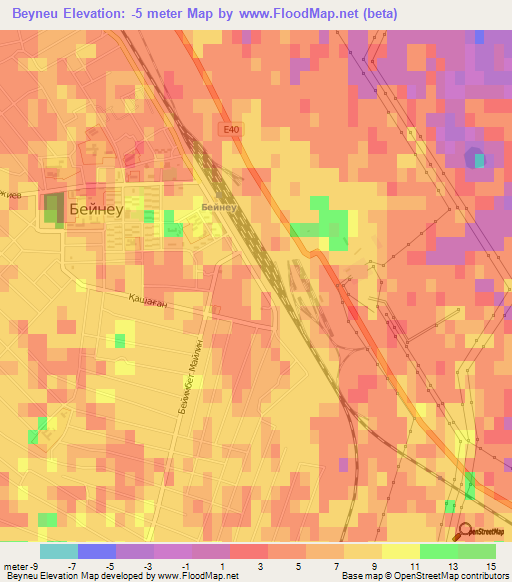 Beyneu,Kazakhstan Elevation Map