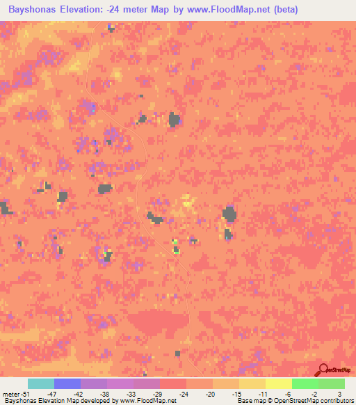 Bayshonas,Kazakhstan Elevation Map